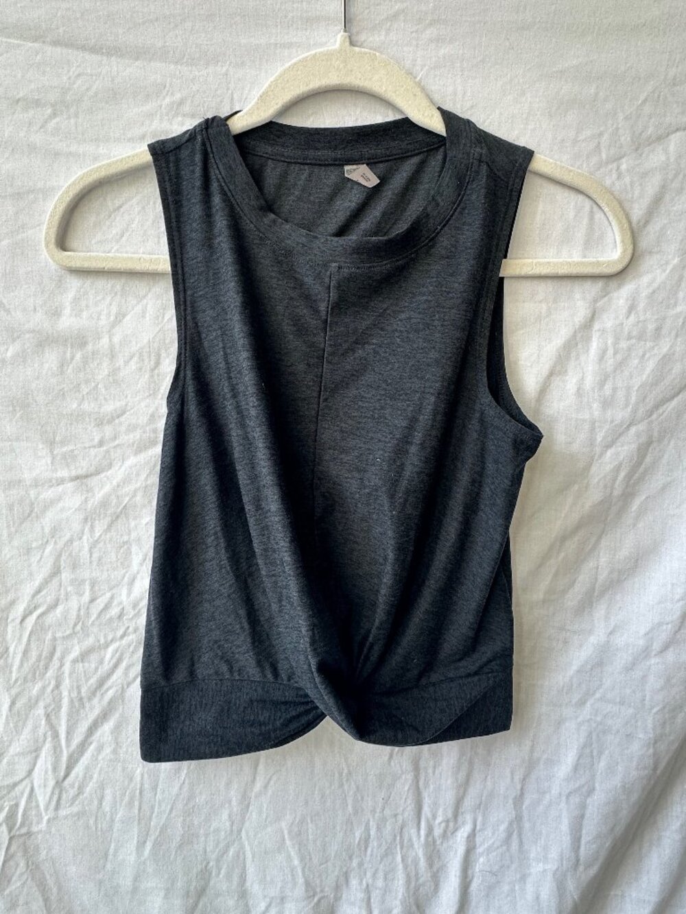 Beyond Yoga Featherweight Intersect Cropped Tank Charcoal Grey Size XS